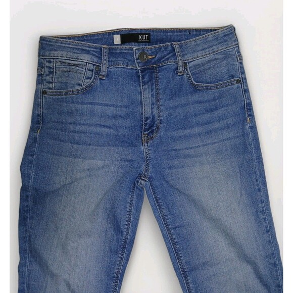 Kut Women's Stella Blue Jeans Raw Hem Wide Leg Size 6 Comfort Everyday Wear - Picture 8 of 16